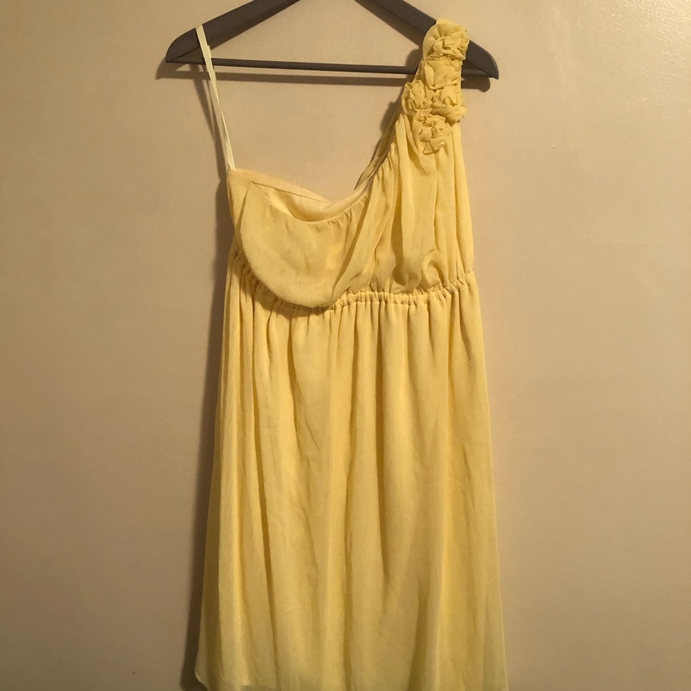 Pale Yellow One Shoulder Wedding Guest Dress